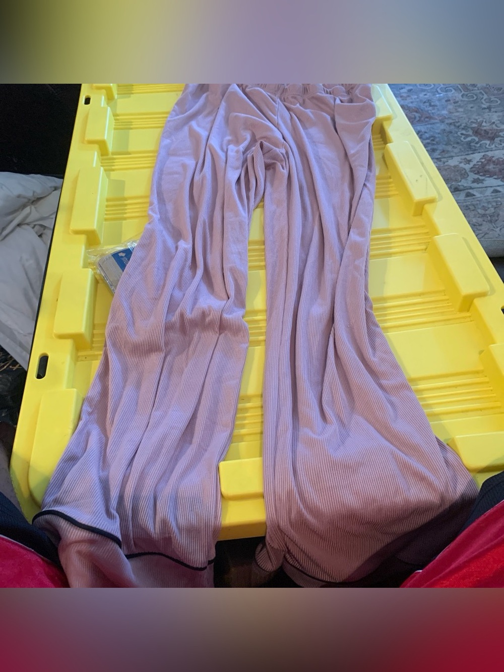 Women's Lavender Ribbed Wide-Leg Pants